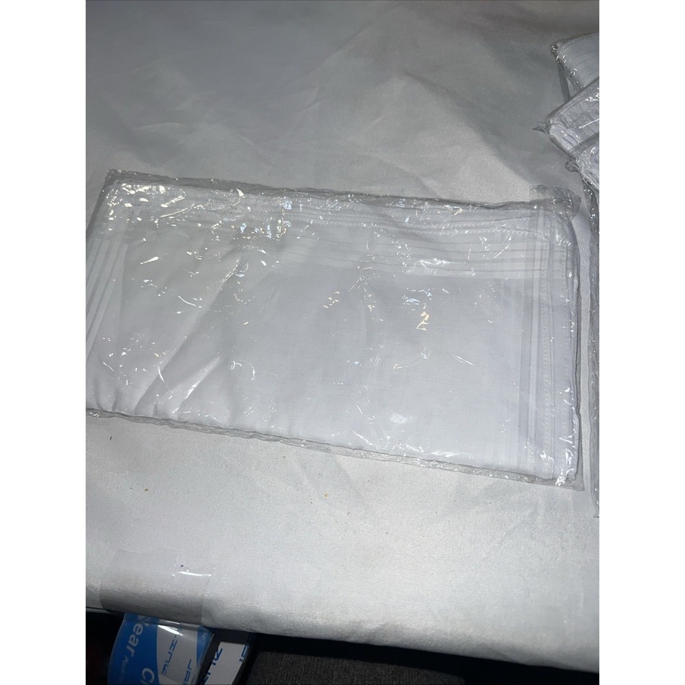 12 Pack Handkerchief (Permanent Press White with Satin 16" X 1 Cloth napkins